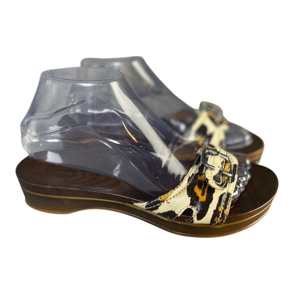 Dr. Scholl’s Women’s Leopard Print Faux Wood Sole Sandals Size-7